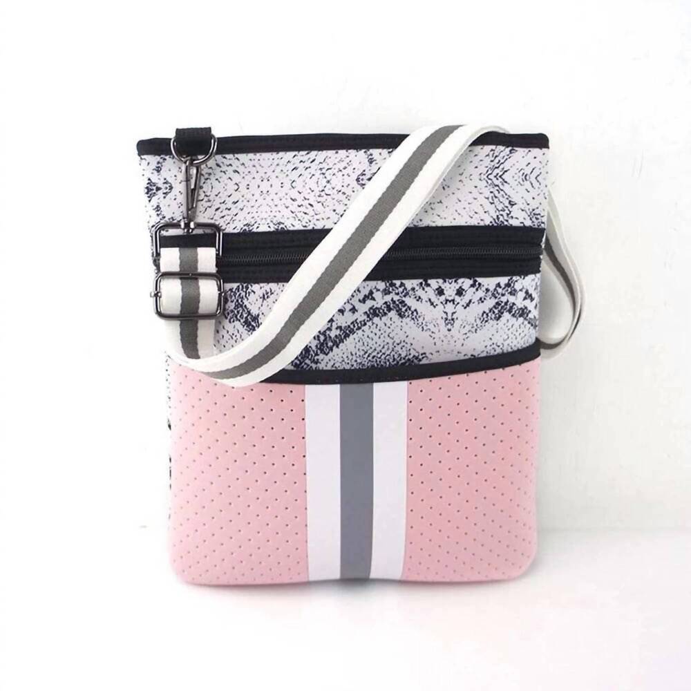 NEW BEAUTY STASH women's snakeskin crossbody in pink